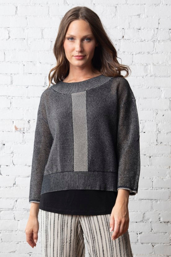 Two Tone Mesh Go-To Topper in Black and Cream