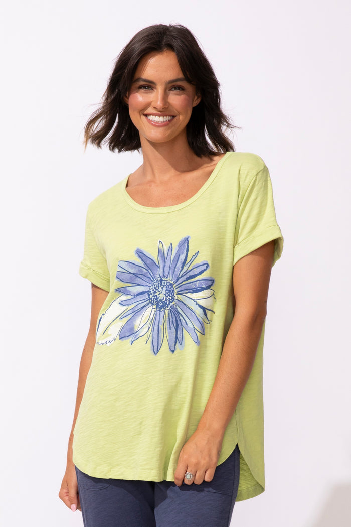 Impressionist Sunflower Tee in Kiwi
