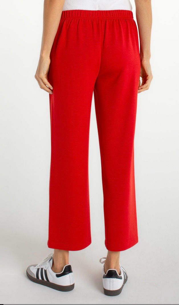 Pull on Wide Leg Crop Pants in Red