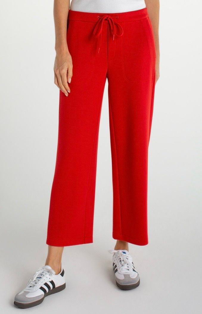 Pull on Wide Leg Crop Pants in Red
