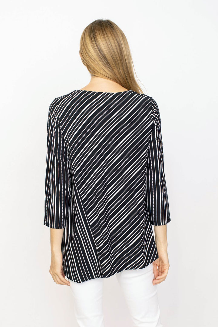 Core Travel City Stripe Angled Tunic in Black