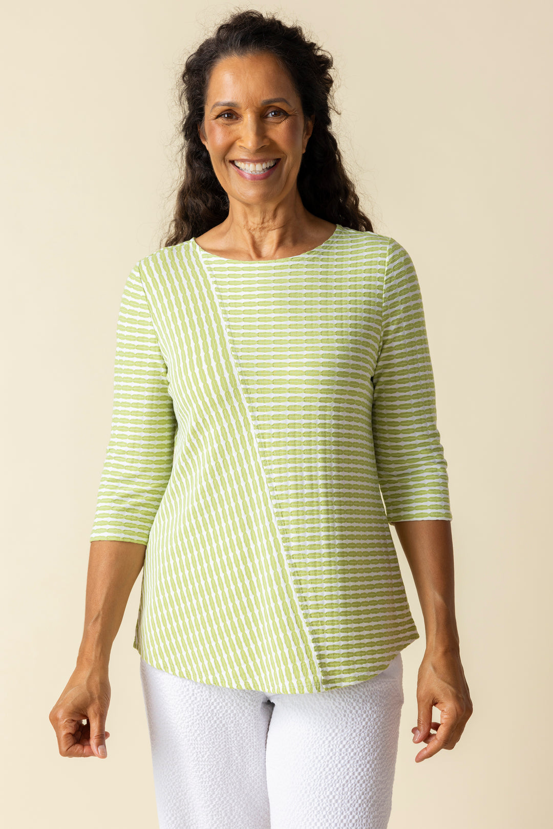 Uptown Stripe City Tee in Leaf