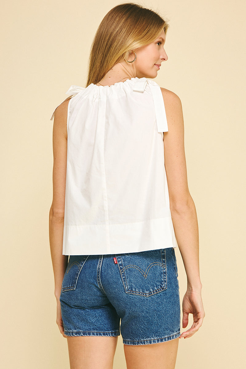 Tie Detailed Sleeve Blouse Top in Off White