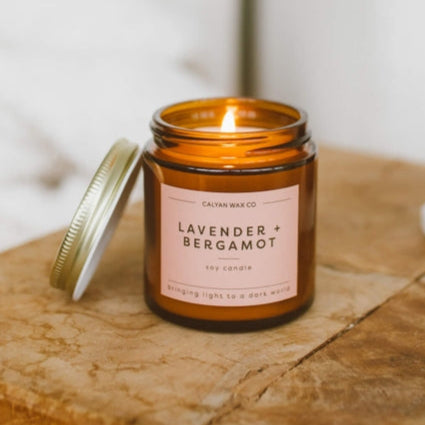 Lavender + Bergamot - 3.1 oz. Mini Amber Jar Soy Candle