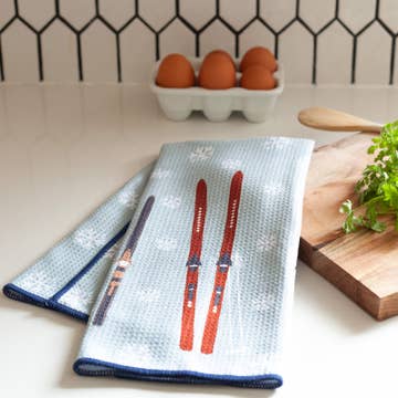 Nordic Ski Blu Kitchen Tea Towel