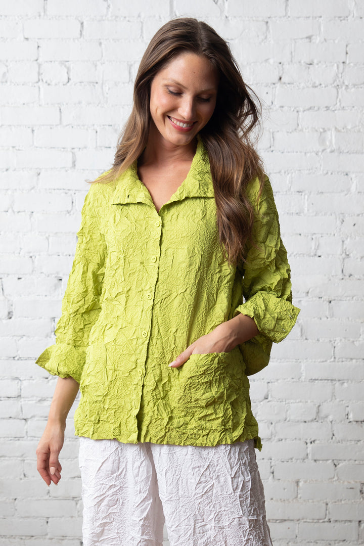 Crush Travel Scrunch Collar Jacket in Lime