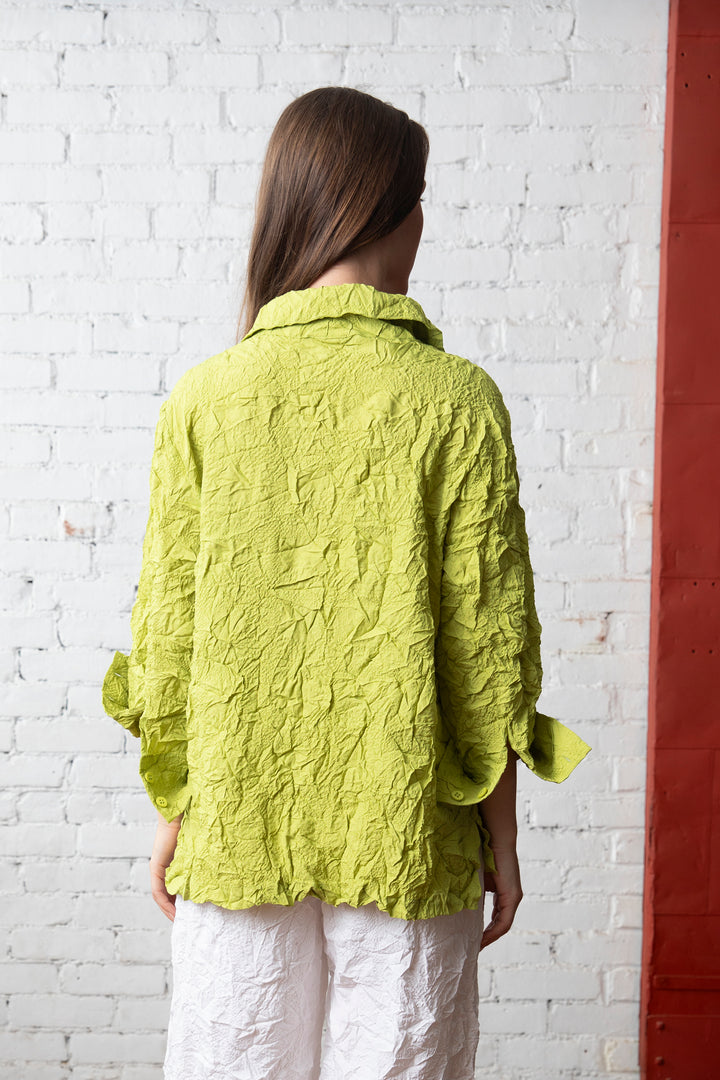 Crush Travel Scrunch Collar Jacket in Lime