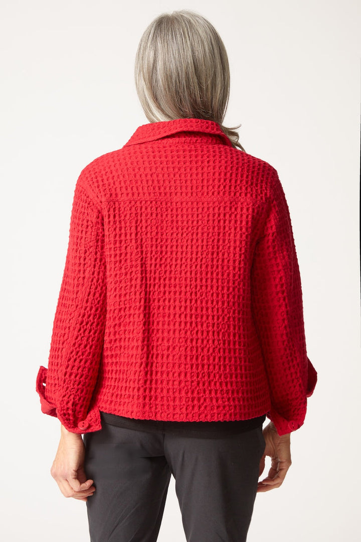 Washed Honeycomb Shacket in Ruby