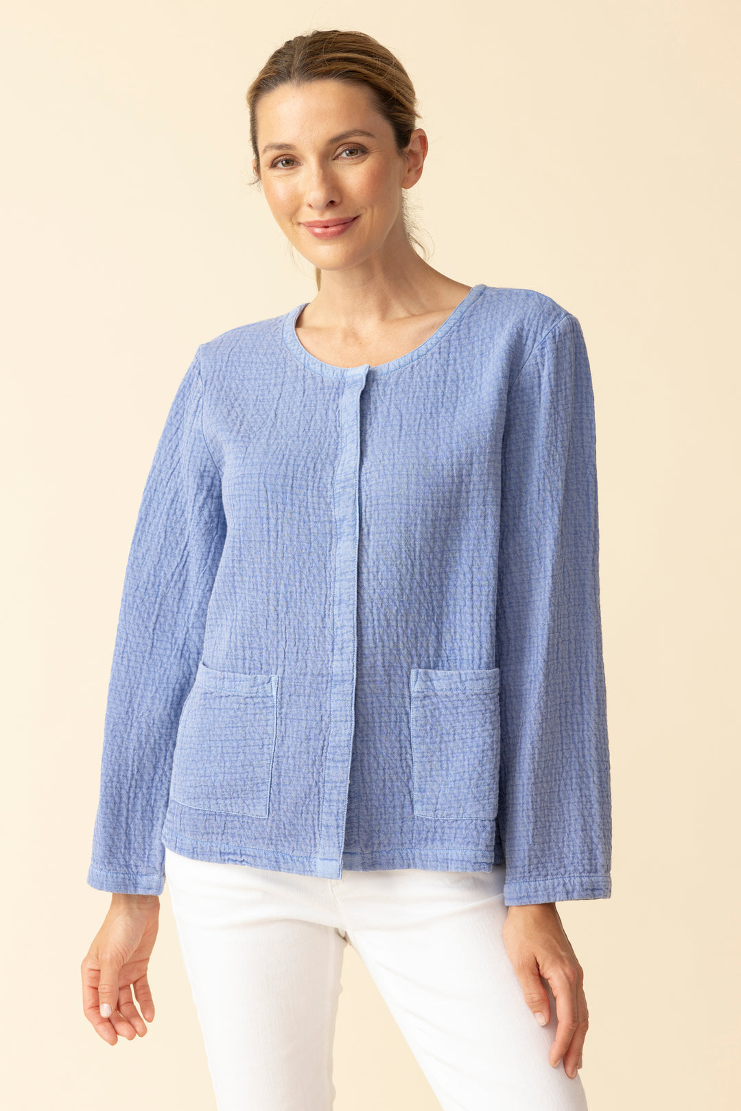 Sun Washed Jacquard Snappy Jacket in Rain