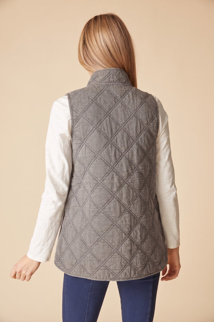 Windjammer Quilted Cotton Vest in Mushroom