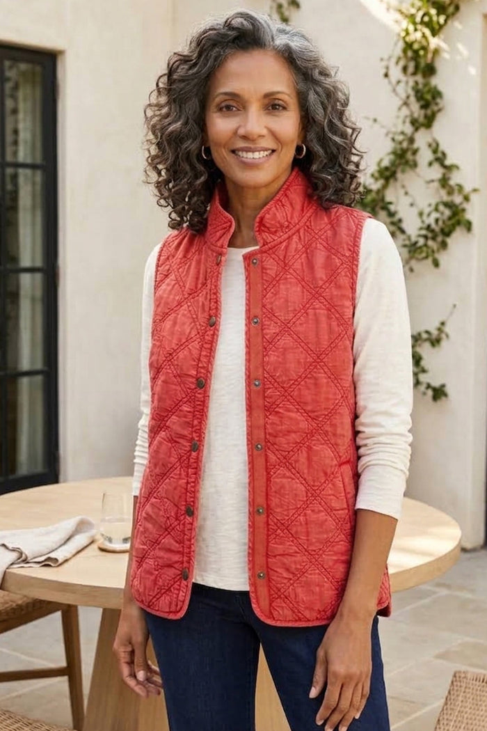 Windjammer Quilted Cotton Vest in Sienna