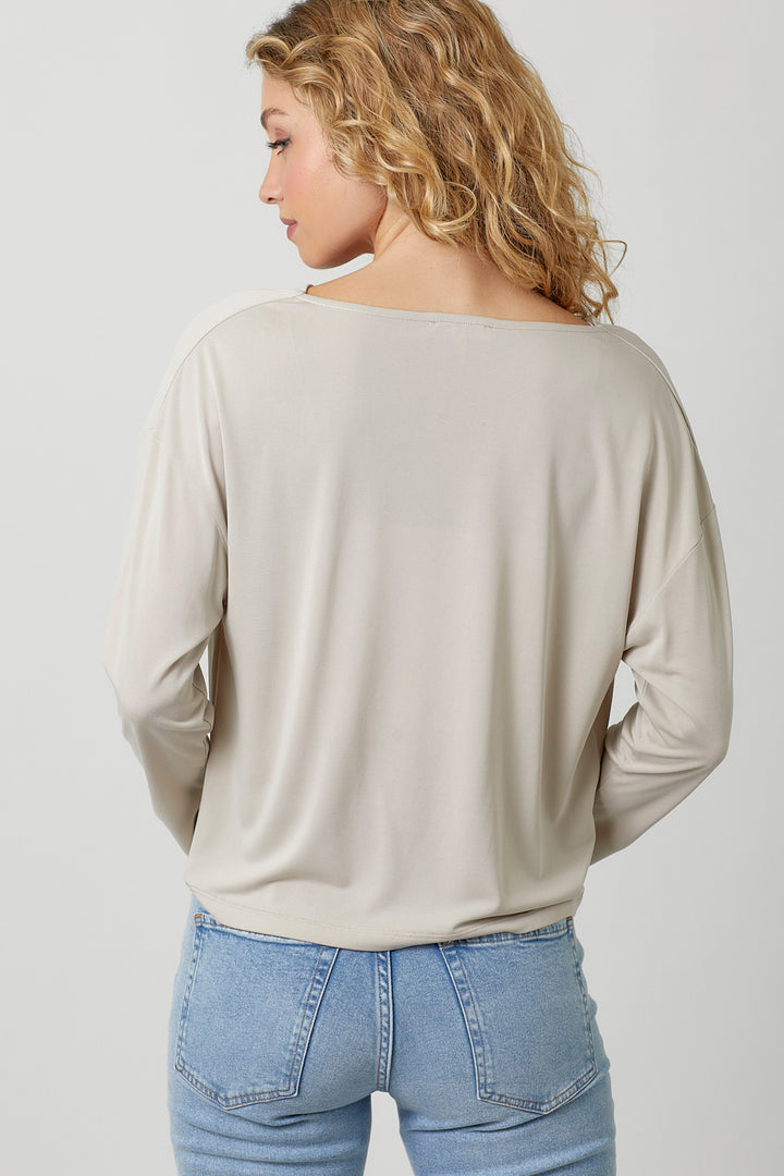 Cowl Neck Top in Almond