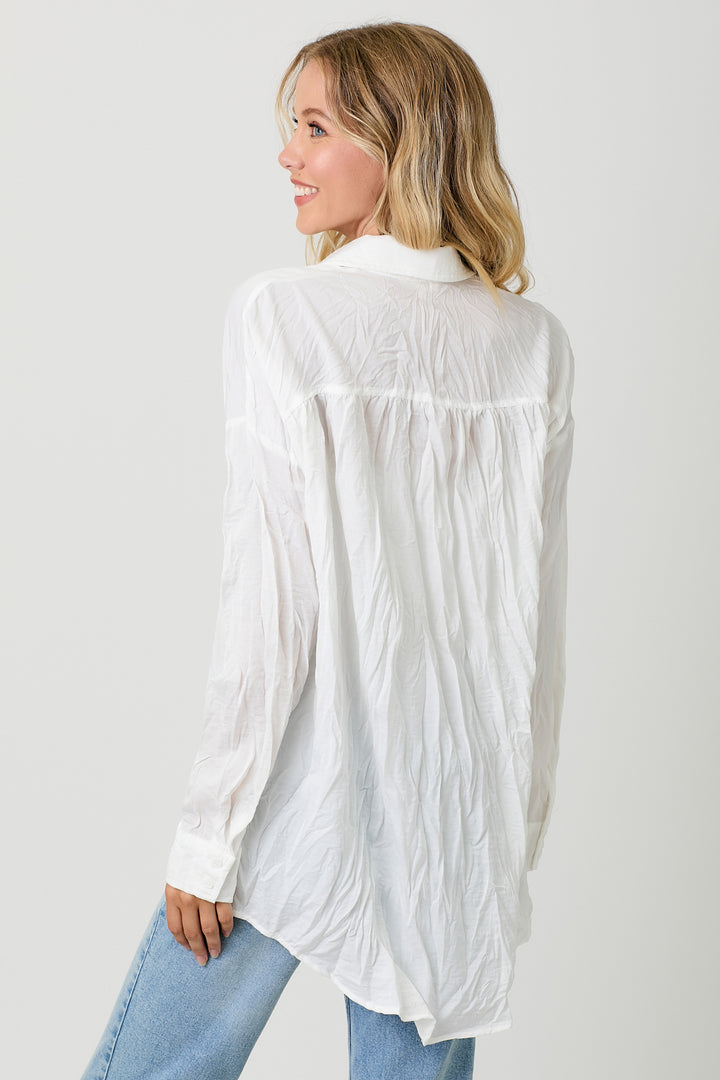 Crinkled Satin Baggy Shirt