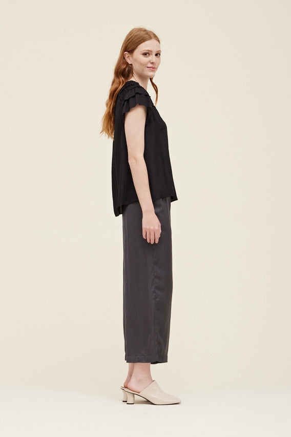 Sleeveless Satin Top in Black