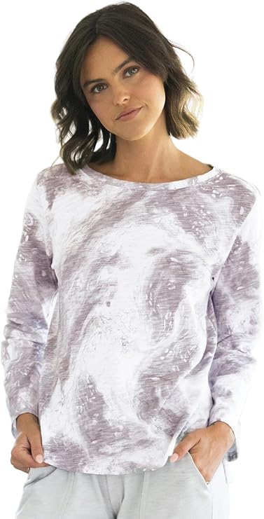 Ocean Marble Slub Boxy Tee in Fog