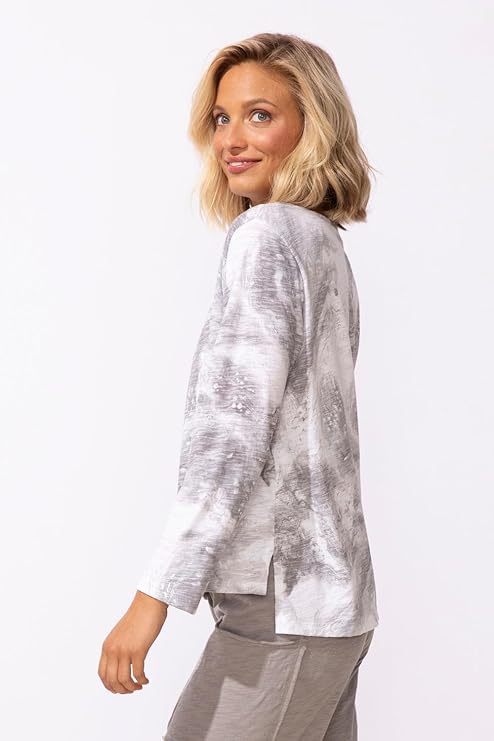 Ocean Marble Slub Boxy Tee in Fog