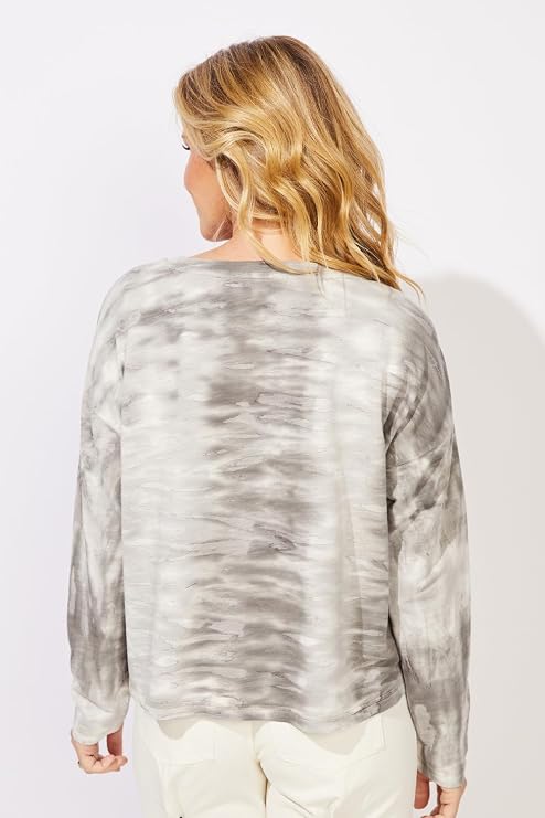 River Dyed Modal Spandex Sunset Pullover in Volcano