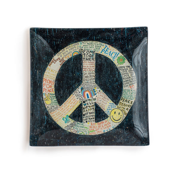 Square Decoupage Plate 6" x 6" - Choose Peace
