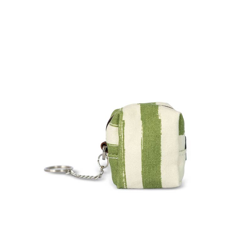 Mini Cube Key Ring in Linea Olive