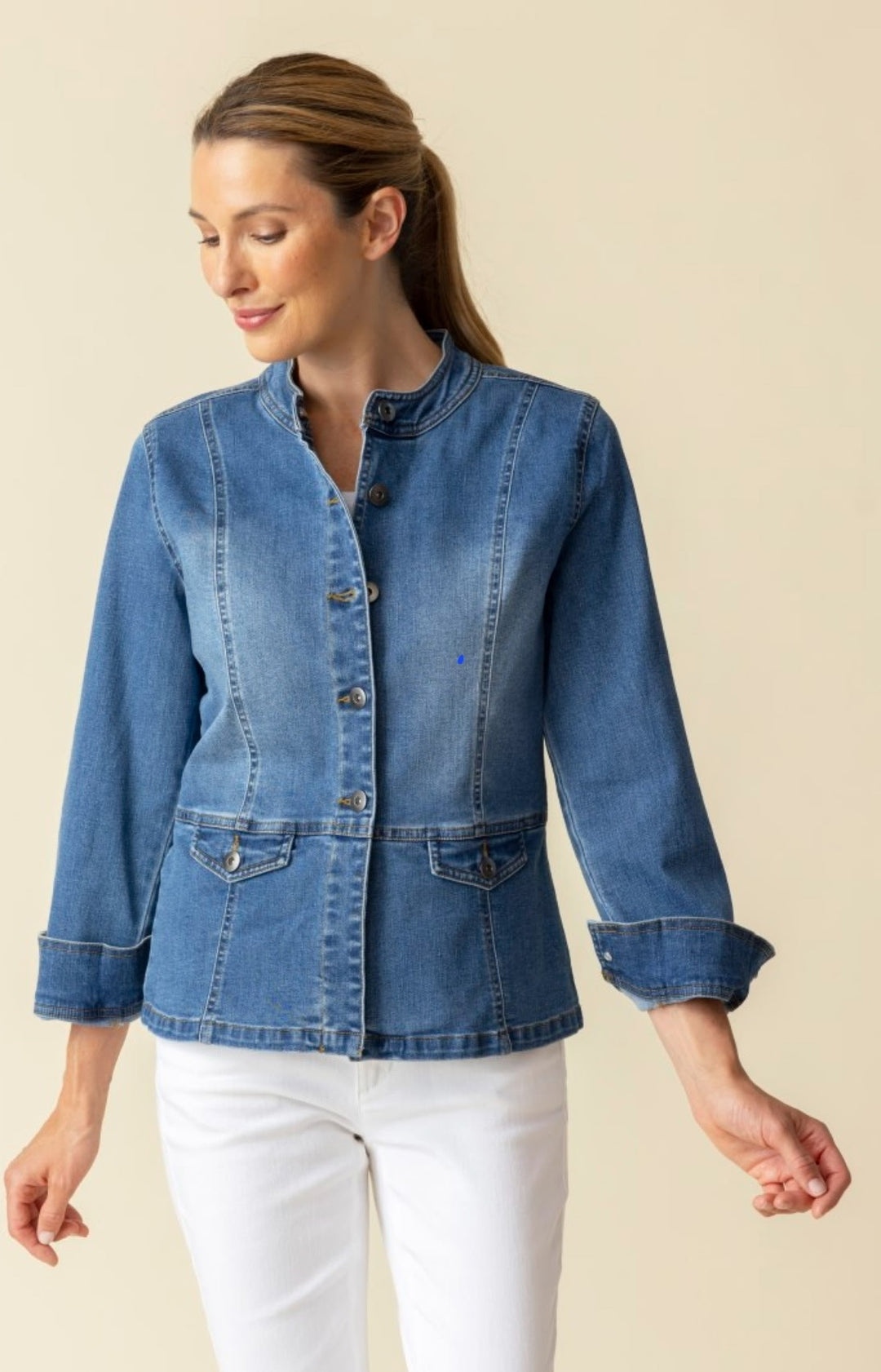 Stretch Denim Moto Jacket