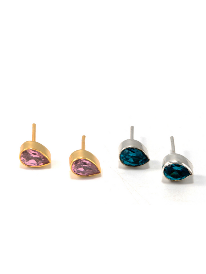 Faceted Teardrop Stud Earrings
