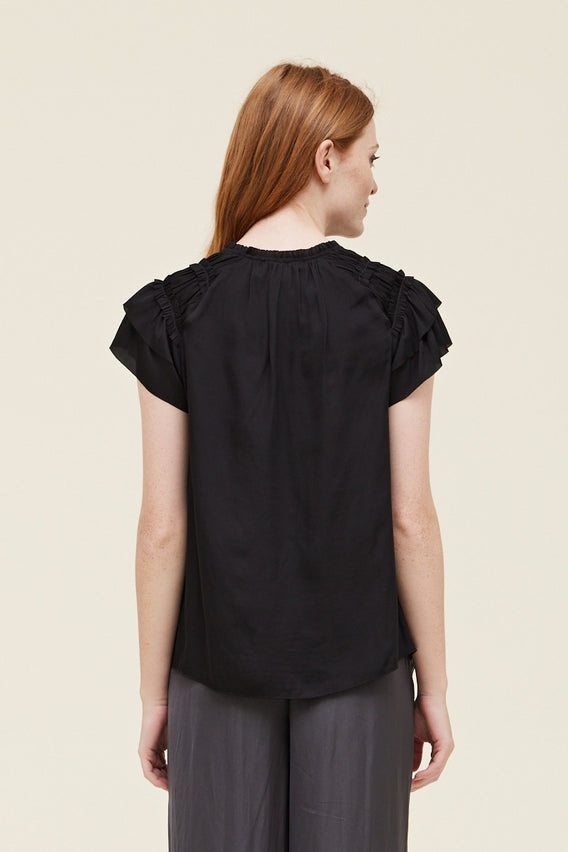 Sleeveless Satin Top in Black