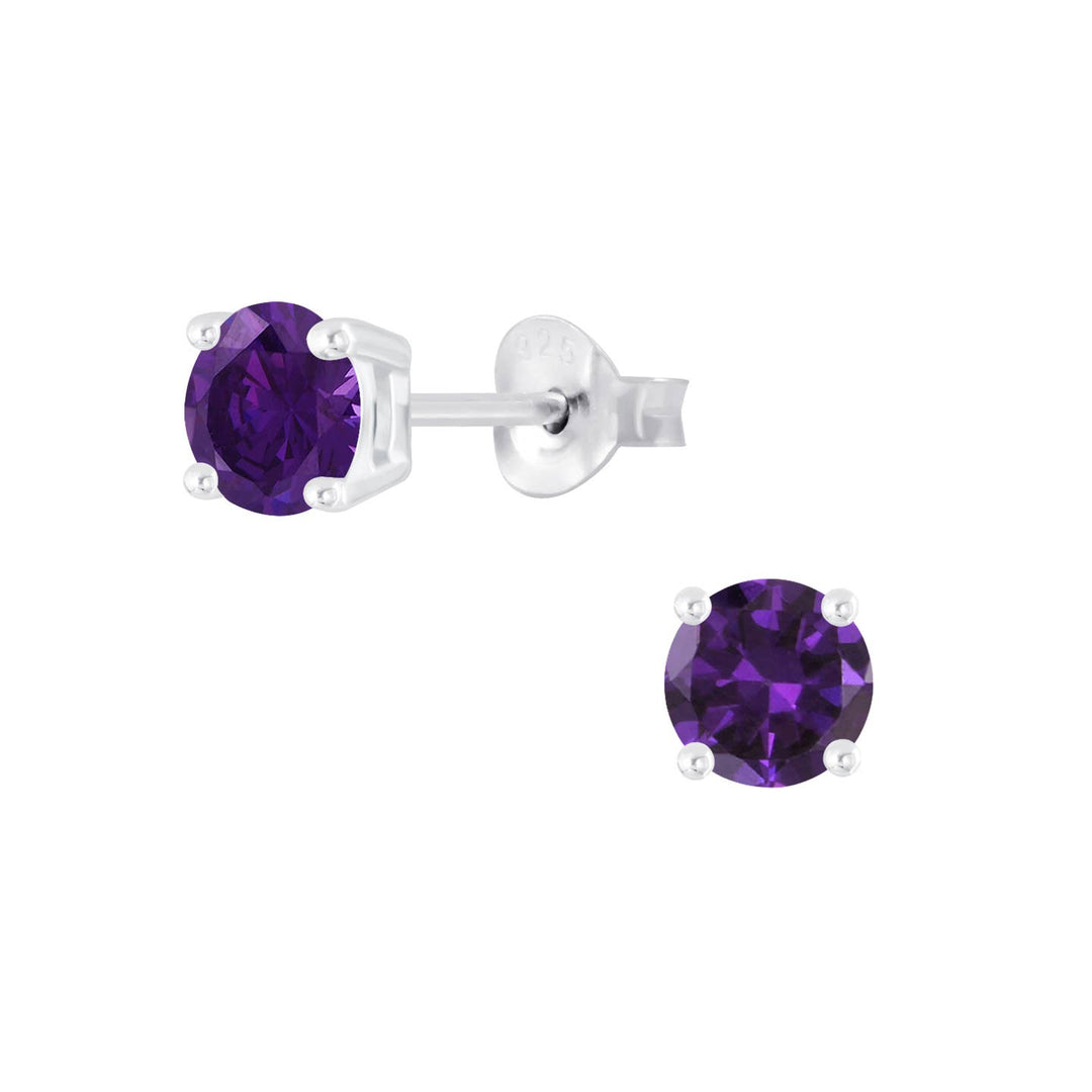 Amethyst CZ Sterling Silver Studs