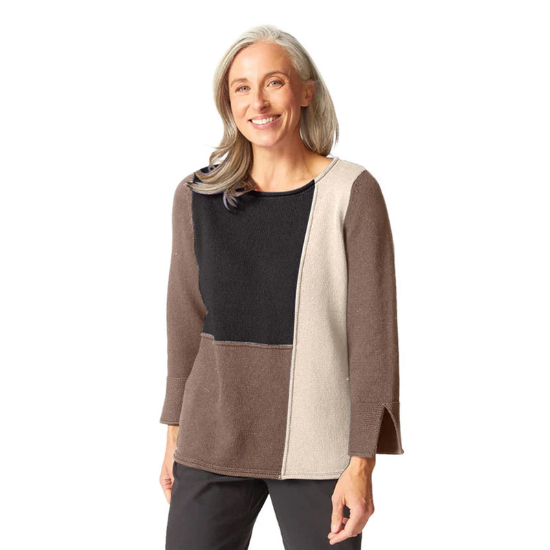 Yin Yang Funnel Neck Pullover in Truffle
