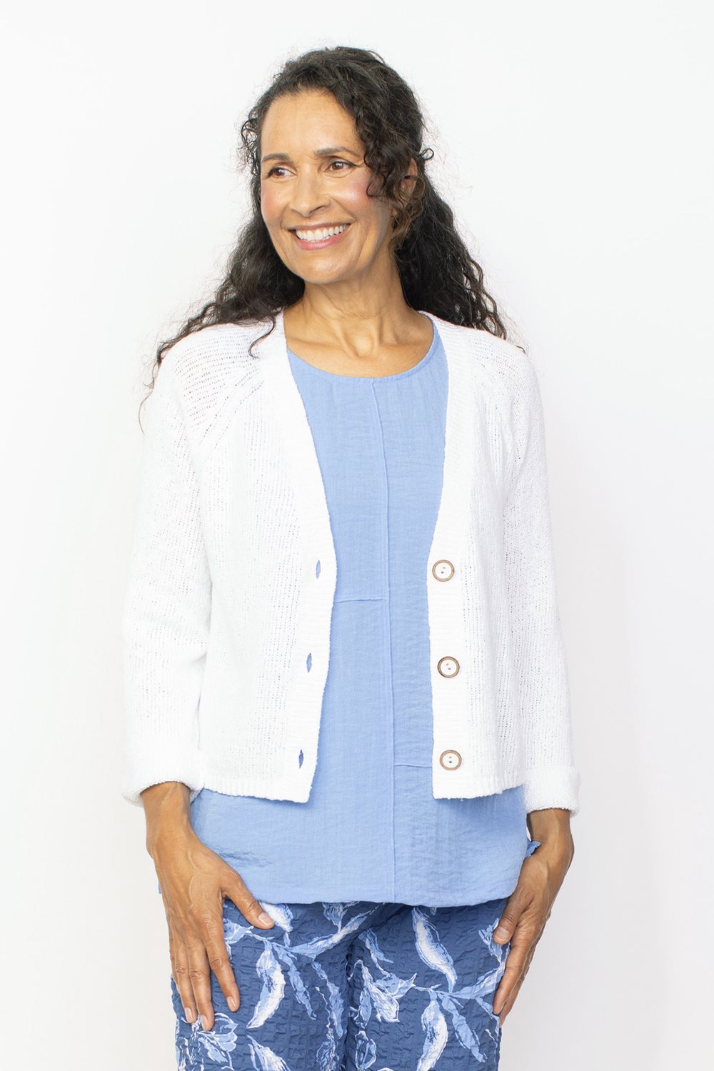 Shaker Stitch Cardigan in White