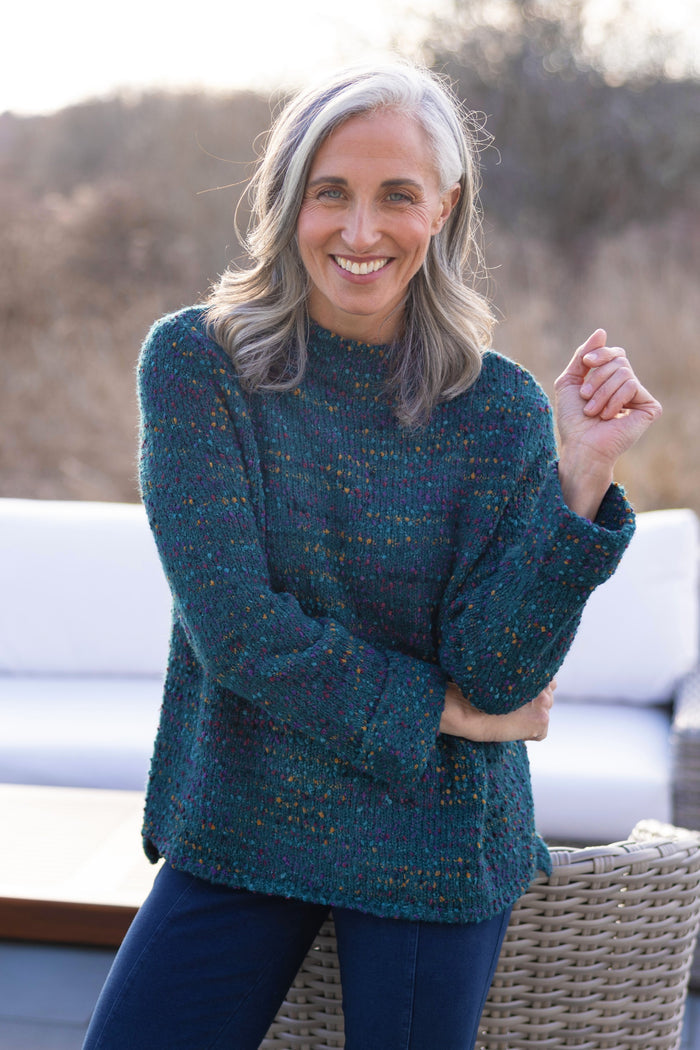 Confetti Funnel Pullover in Juniper