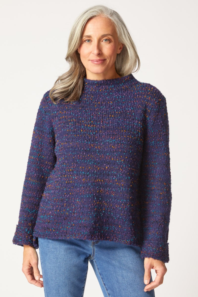 Confetti Funnel Pullover in Navy