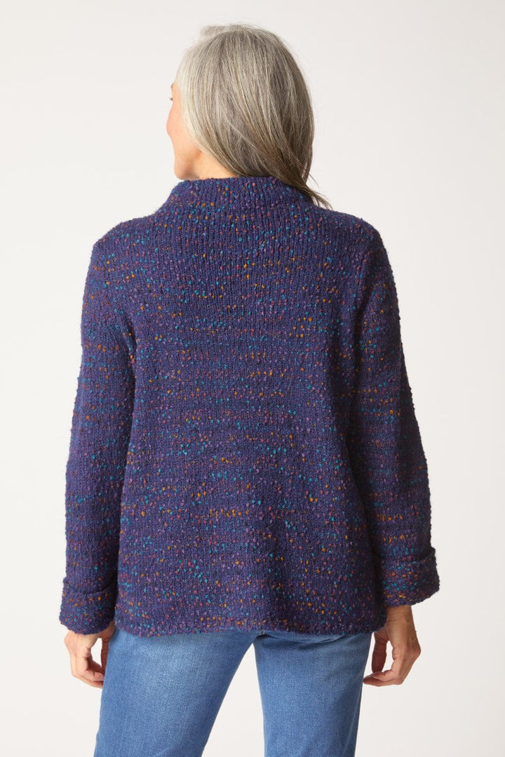 Confetti Funnel Pullover in Navy