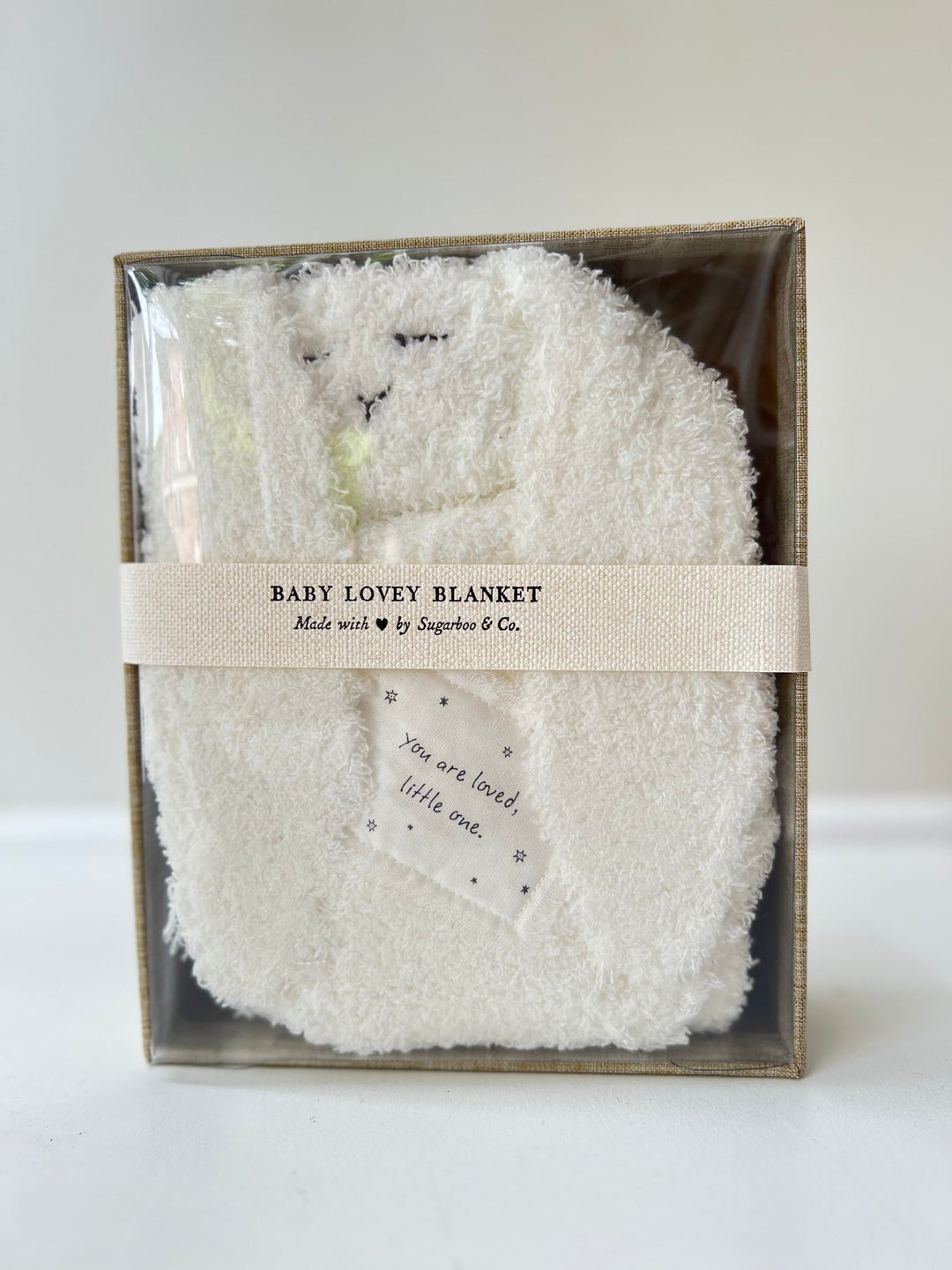 Cream Fuzzy Baby Lovey Blanket 'you are loved...'
