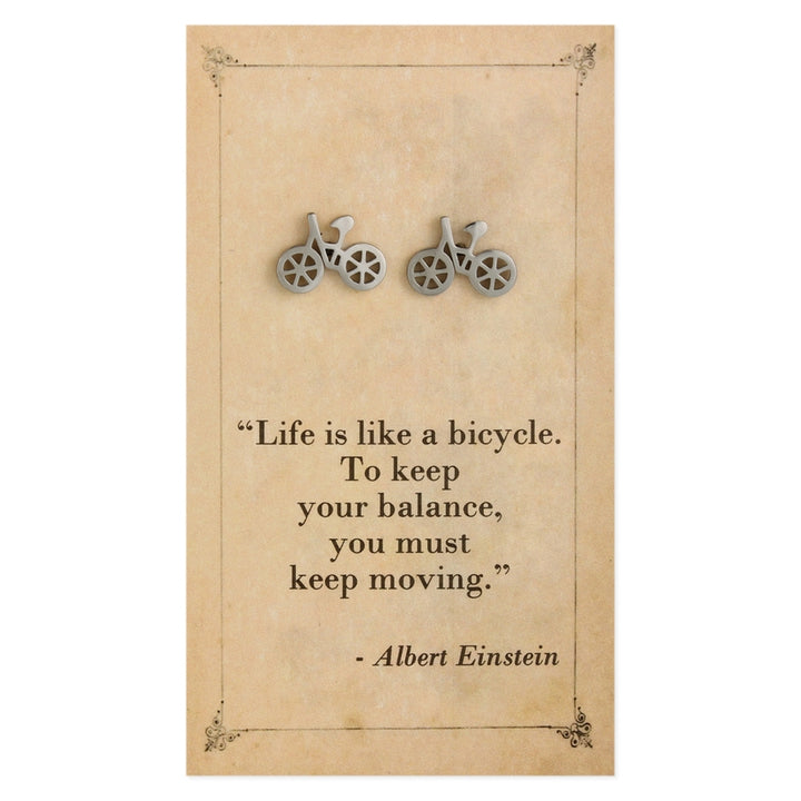 Literary Quote Bicycle Post Earring
