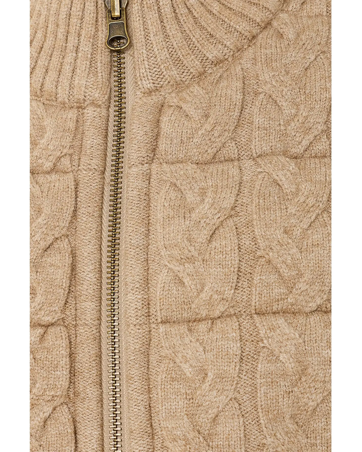 Sleeveless Reversible Zip Front Quilted Sweater Vest in Harvest Khaki