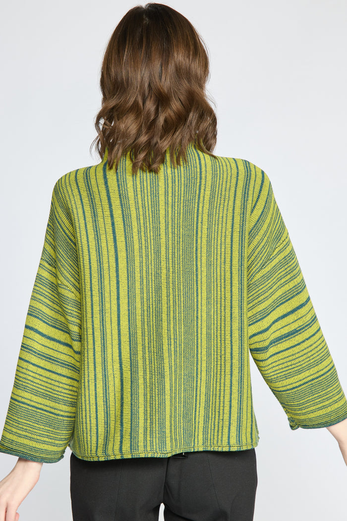 Reverse Stripe Funnel Neck Sweater in Spruce