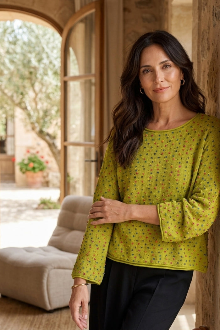 Confetti Pop Party Sweater in Pear