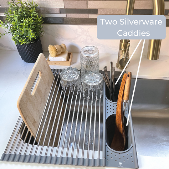 Roll Up Silicone + Stainless Steel Dish Drying Rack