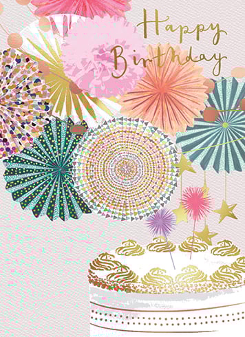 Fireworks Cake Birthday Card