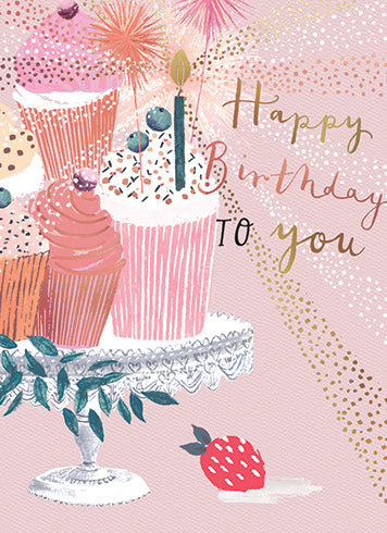 Pink Cupcakes Birthday Card