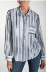 Long Sleeve Button Front Woven Shirt W/ Bk Seaming