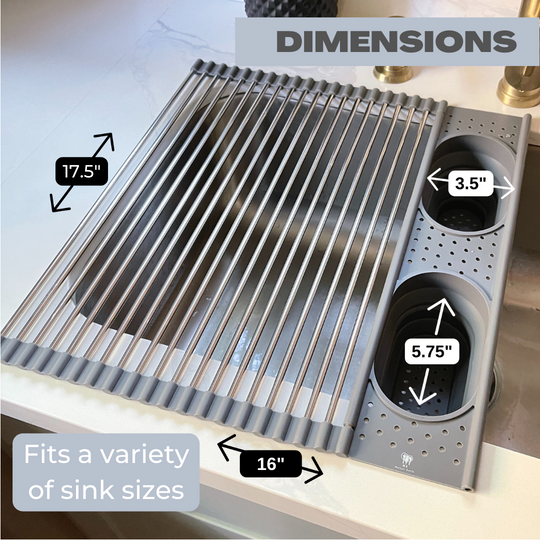 Roll Up Silicone + Stainless Steel Dish Drying Rack