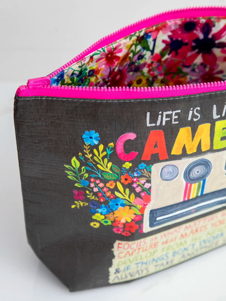 Recycled Zipper Pouch - Life is Like a Camera