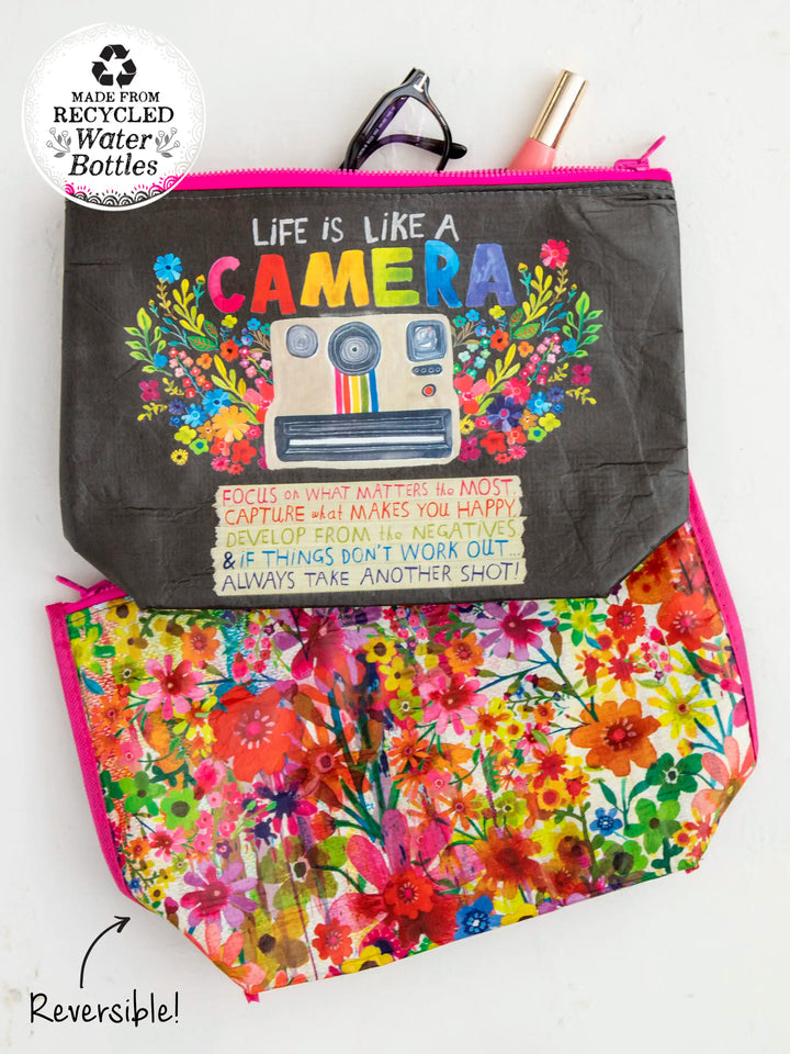 Recycled Zipper Pouch - Life is Like a Camera
