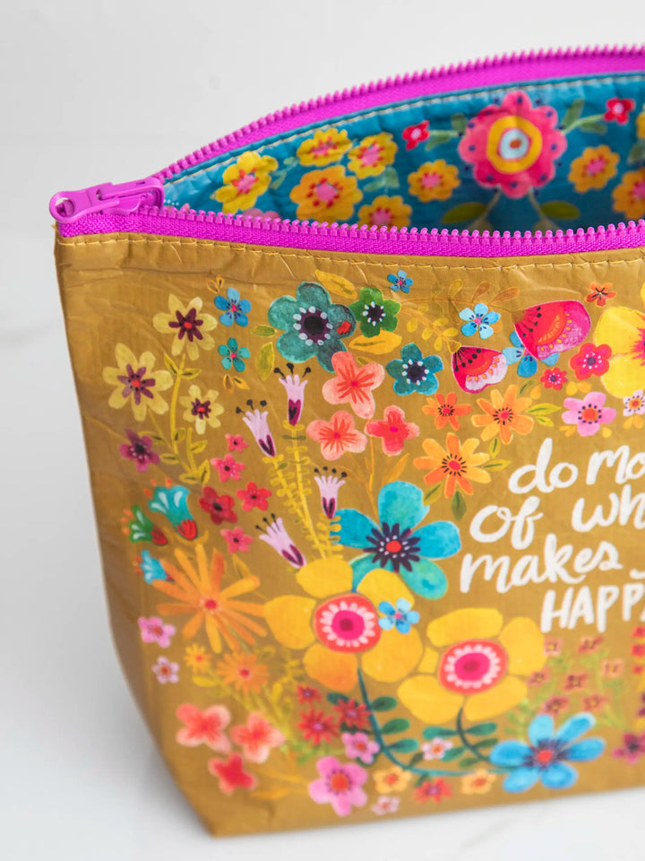 Recycled Zipper Pouch - Makes You Happy