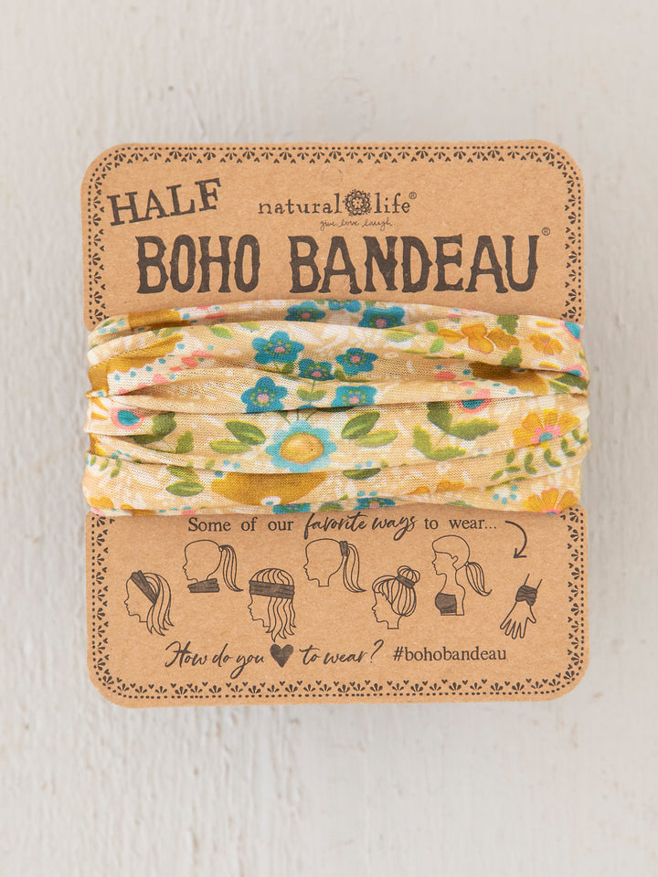 Half Boho Bandeau Headband - Light Green Mandela