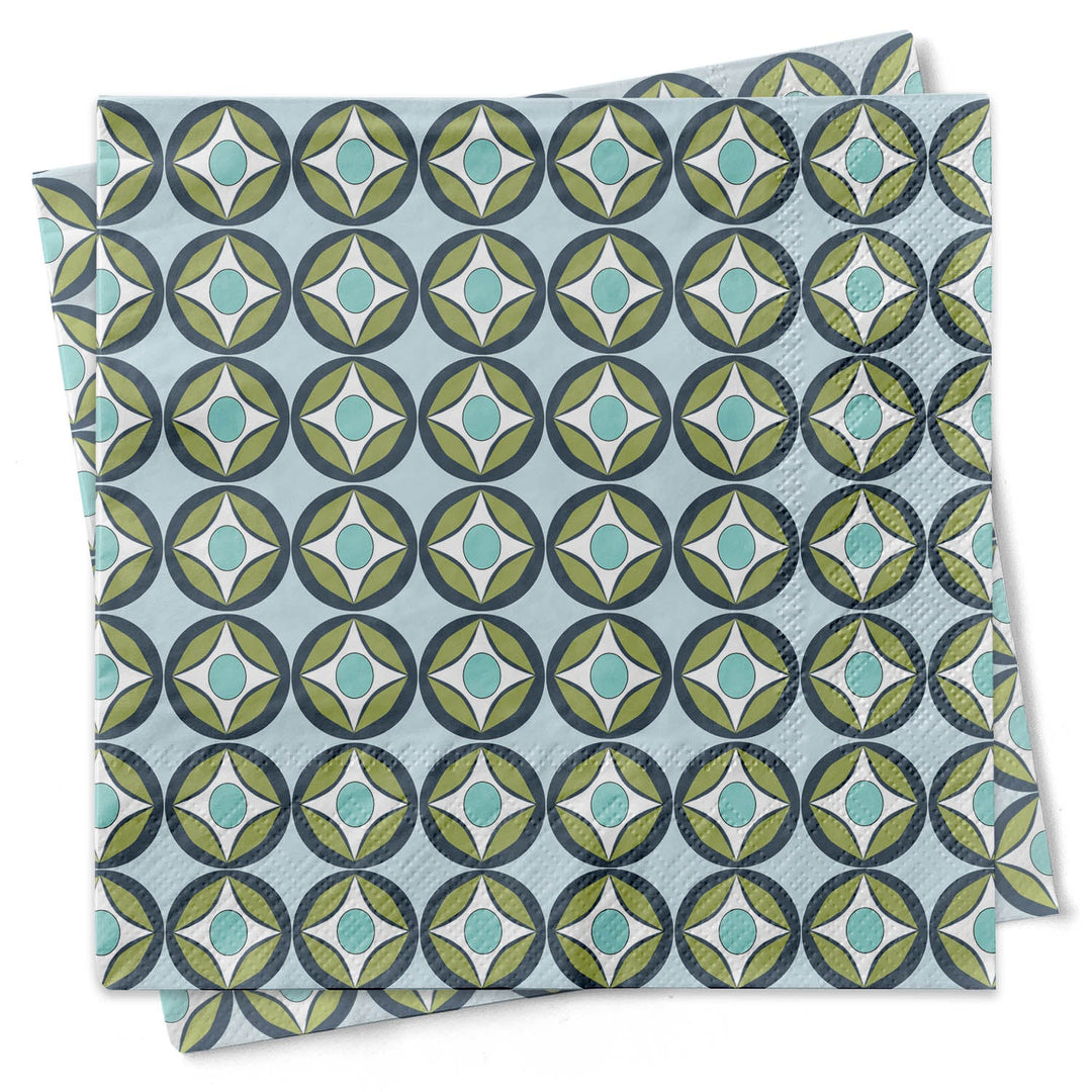 Blue Raindrop Circle Beverage Napkin