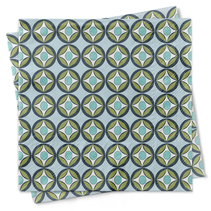 Blue Raindrop Circle Beverage Napkin
