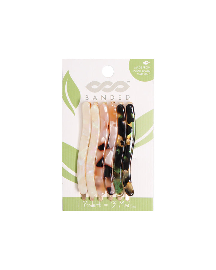 Cellulose Acetate Bobby Pins in Wild Forest (6 pack)