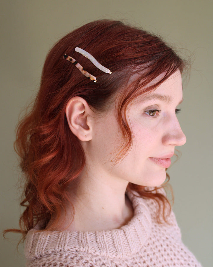 Cellulose Acetate Bobby Pins in Wild Forest (6 pack)